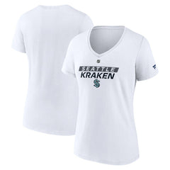 Seattle Kraken Fanatics Women's Authentic Pro Core Primary V-Neck T-Shirt White