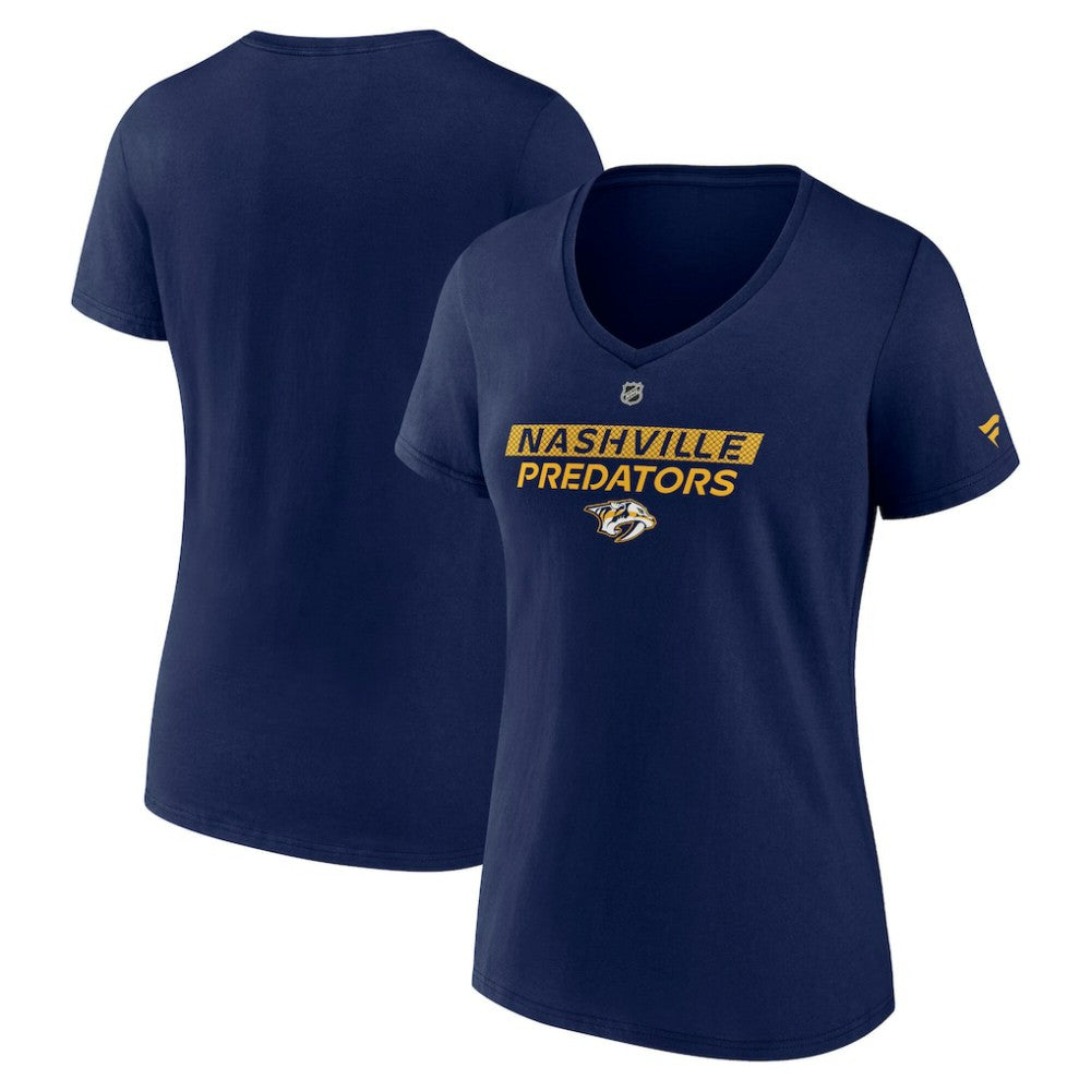 Nashville Predators Fanatics Women's Authentic Pro Core Primary V-Neck T-Shirt Navy