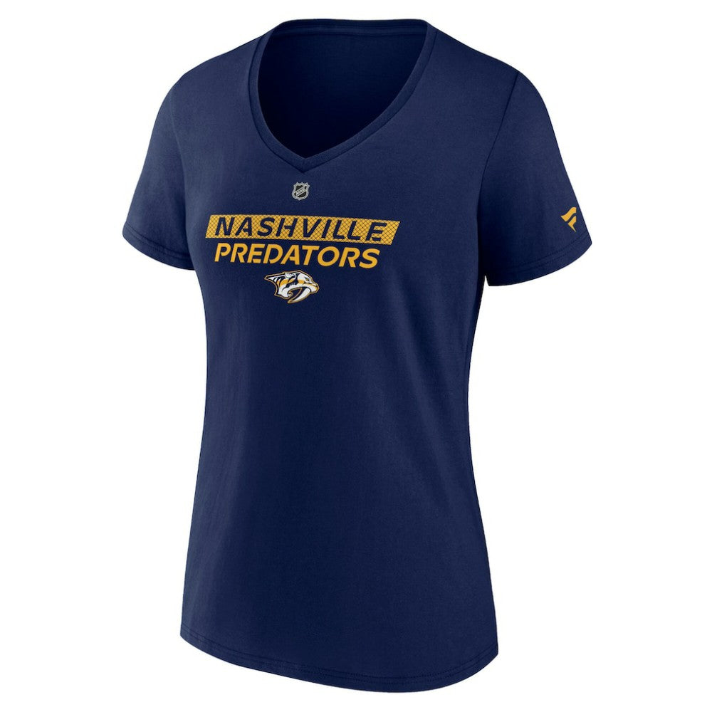 Nashville Predators Fanatics Women's Authentic Pro Core Primary V-Neck T-Shirt Navy