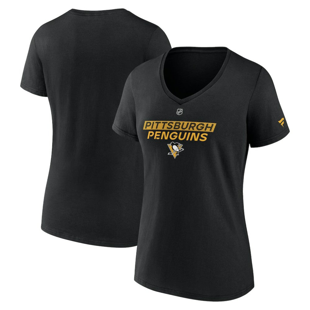 Pittsburgh Penguins Fanatics Women's Authentic Pro Core Primary V-Neck T-Shirt Black