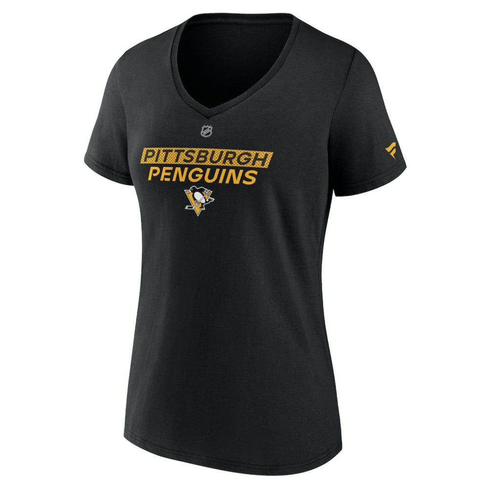Pittsburgh Penguins Fanatics Women's Authentic Pro Core Primary V-Neck T-Shirt Black