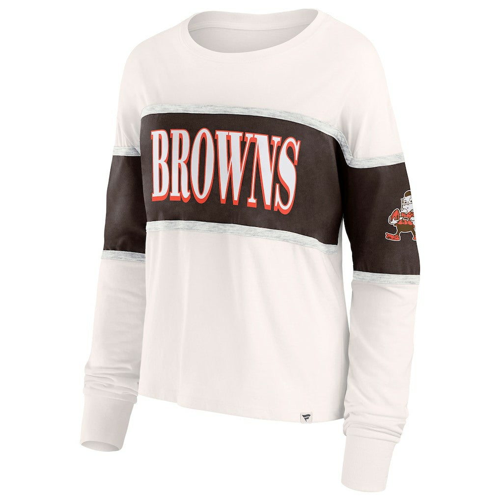 Cleveland Browns Women's Antique Block Long Sleeve T-Shirt - Cream cheap