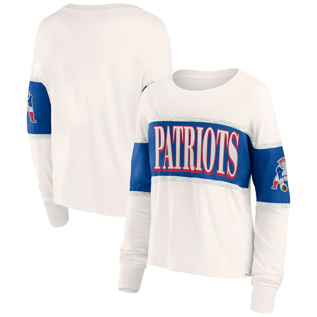 New England Patriots Women's Antique Block Long Sleeve T-Shirt - Cream outlet