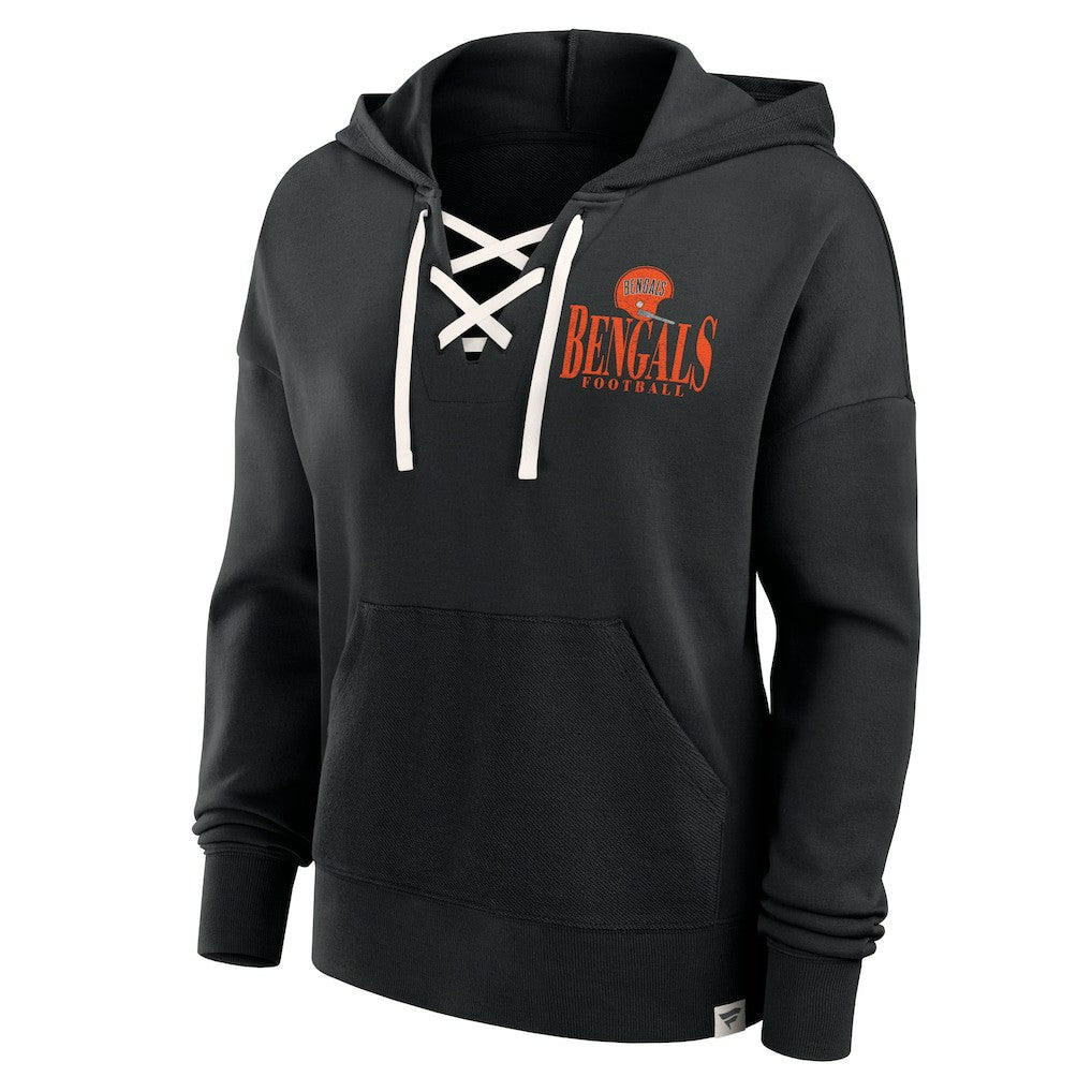 Cincinnati Bengals Women's Blitz Left Lace-Up Pullover Hoodie - Black discount