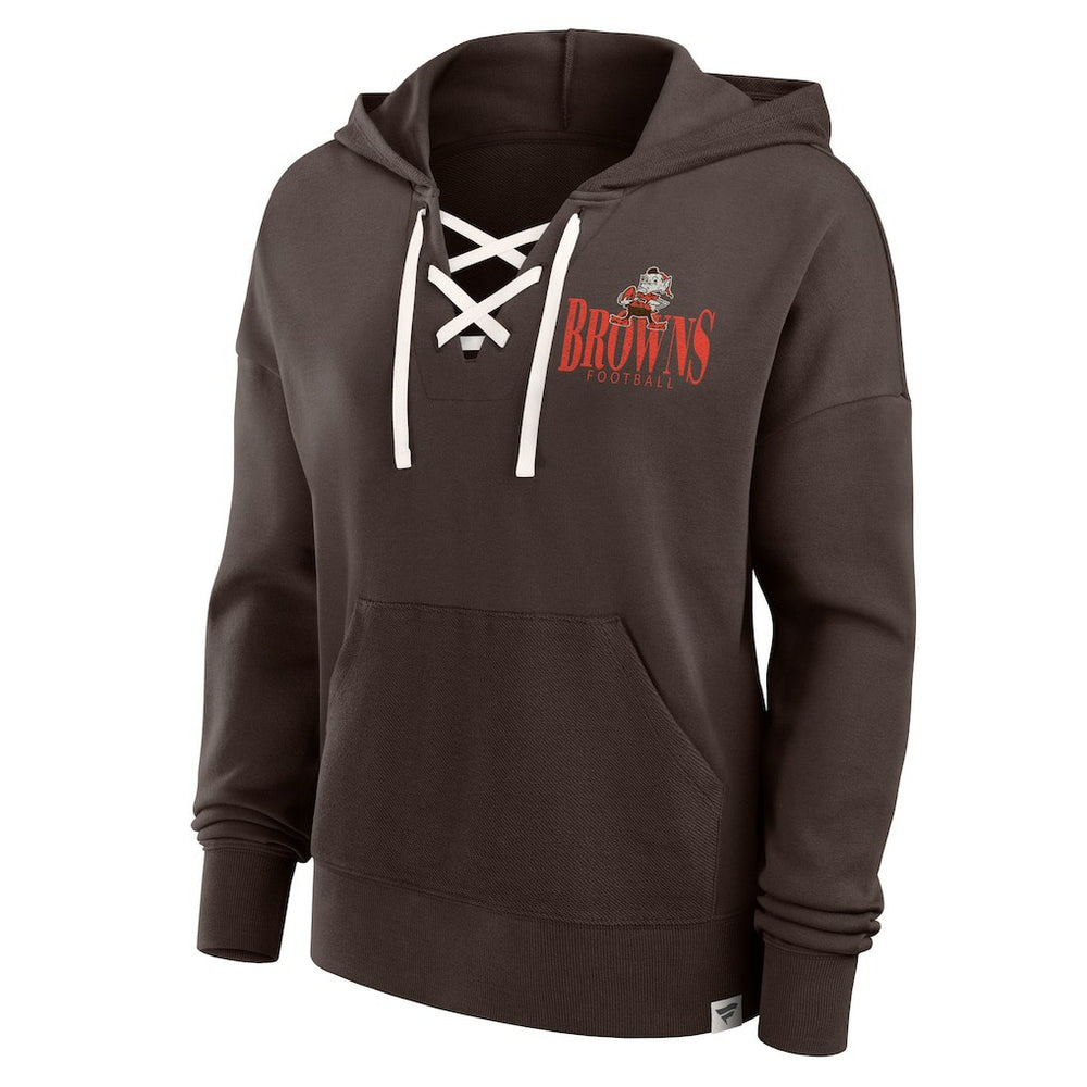 Cleveland Browns Women's Blitz Left Lace-Up Pullover Hoodie - Brown sale