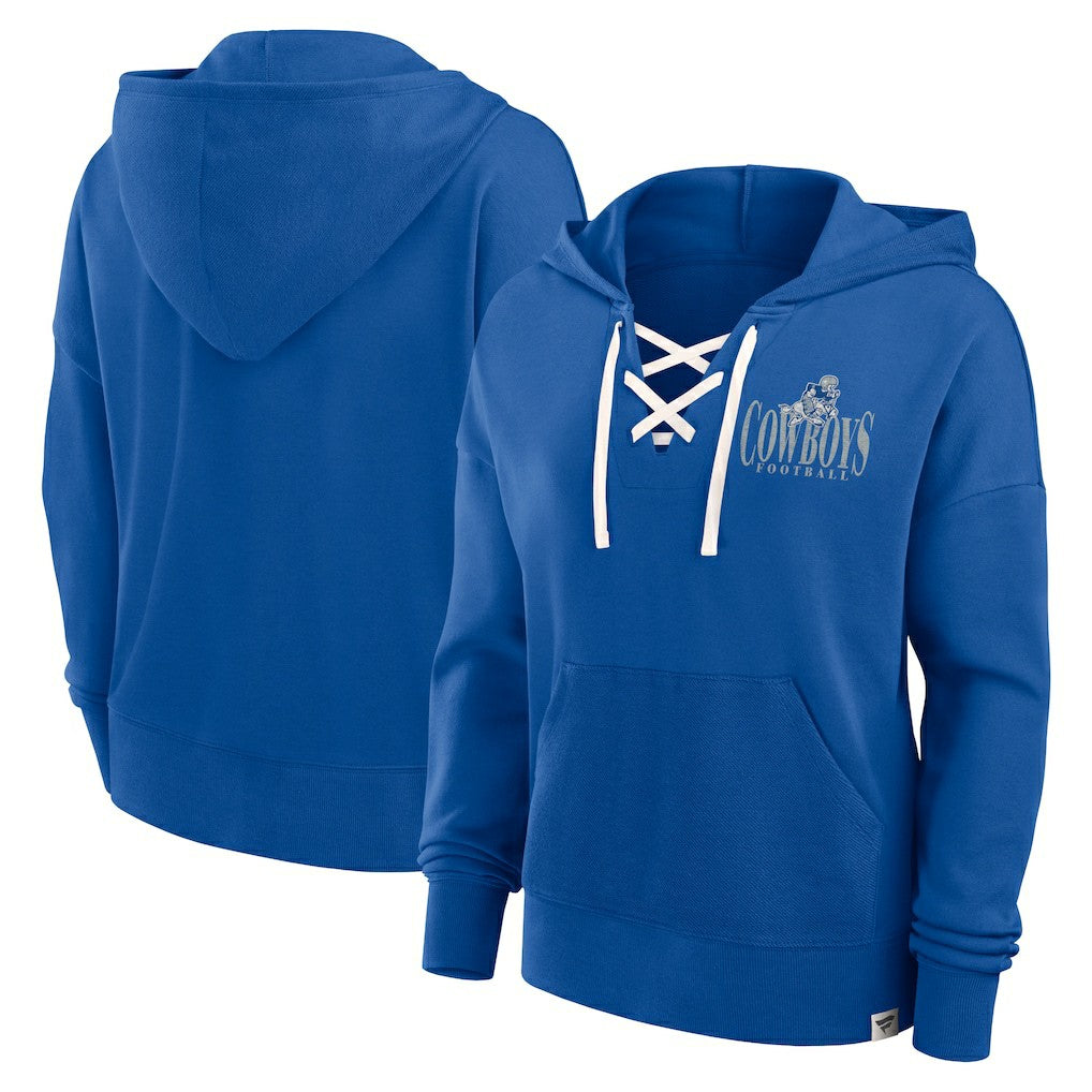 Dallas Cowboys Women's Blitz Left Lace-Up Pullover Hoodie - Royal sale