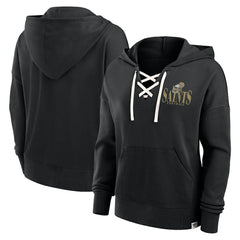 New Orleans Saints Women's Blitz Left Lace-Up Pullover Hoodie - Black outlet