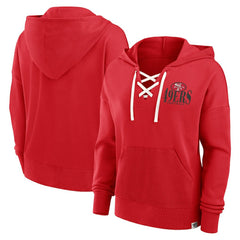 San Francisco 49ers Women's Blitz Left Lace-Up Pullover Hoodie - Scarlet for sale