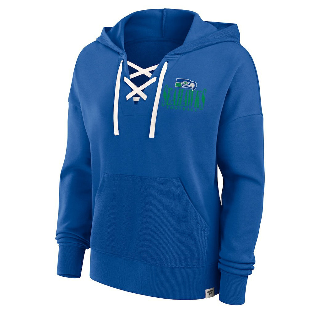 Seattle Seahawks Women's Blitz Left Lace-Up Pullover Hoodie - Royal sale