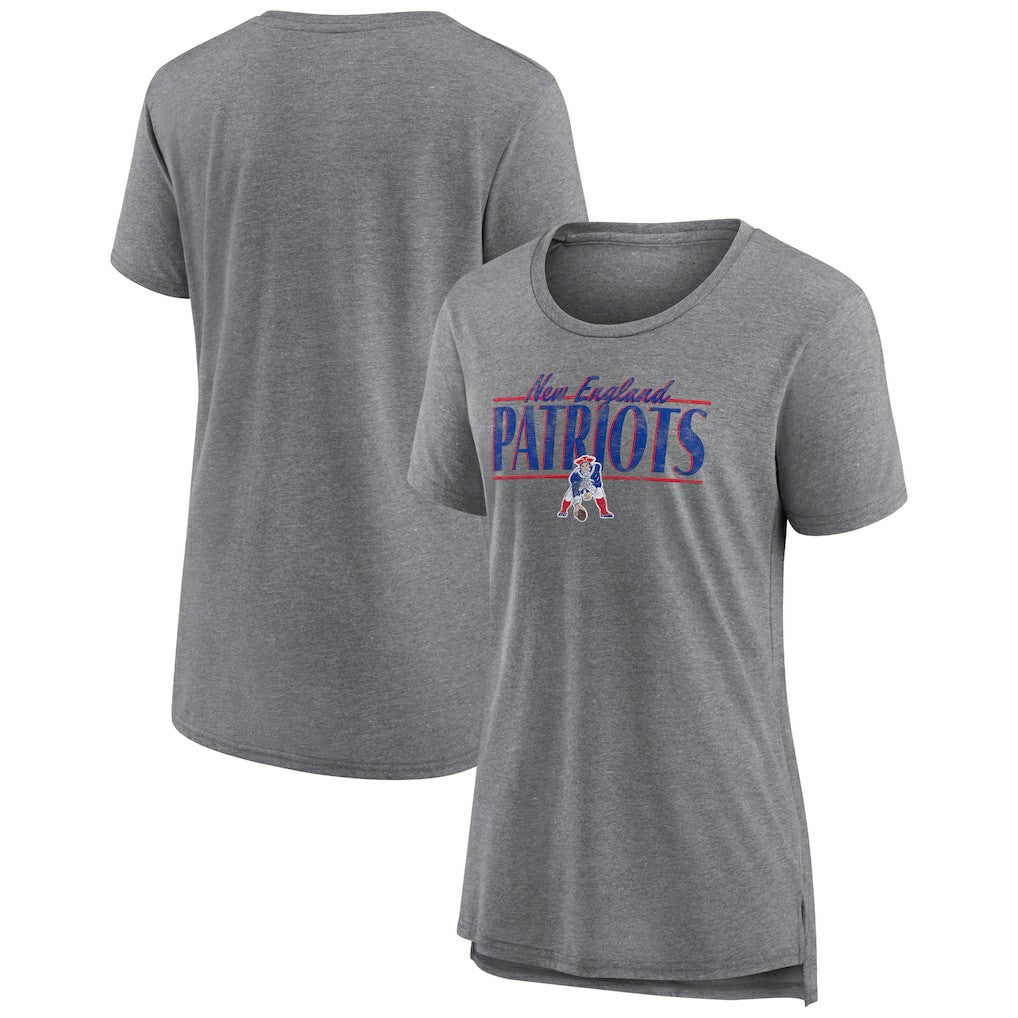 New England Patriots Women's Up the Middle Tri-Blend T-Shirt - Heather Gray on sale
