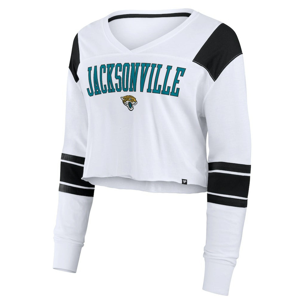 Jacksonville Jaguars Women's Stretch Cropped Fashion Long Sleeve T-Shirt - White discount