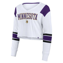 Minnesota Vikings Women's Stretch Cropped Fashion Long Sleeve T-Shirt - White on sale