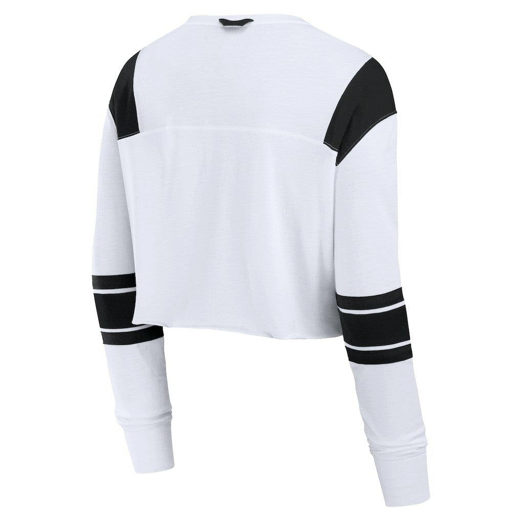 New York Jets Women's Stretch Cropped Fashion Long Sleeve T-Shirt - White for sale