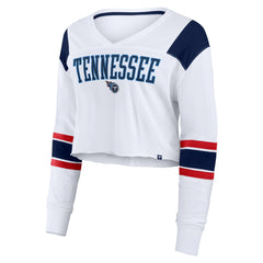 Tennessee Titans Women's Stretch Cropped Fashion Long Sleeve T-Shirt - White for sale