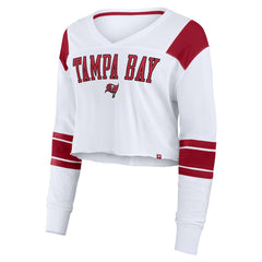Tampa Bay Buccaneers Women's Stretch Cropped Fashion Long Sleeve T-Shirt - White for sale