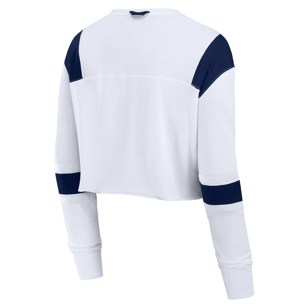 Seattle Seahawks Women's Stretch Cropped Fashion Long Sleeve T-Shirt - White discount
