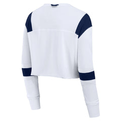 Seattle Seahawks Women's Stretch Cropped Fashion Long Sleeve T-Shirt - White discount