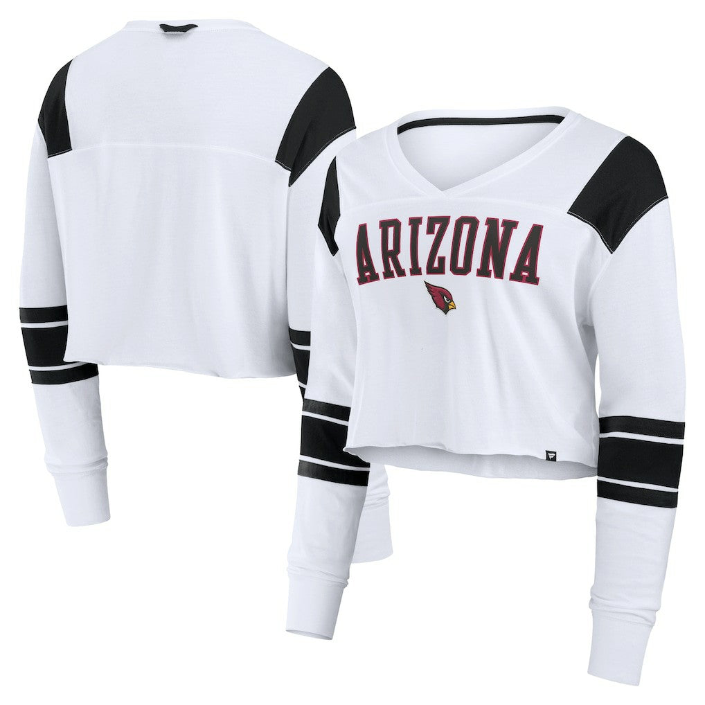Arizona Cardinals Women's Stretch Cropped Fashion Long Sleeve T-Shirt - White for sale