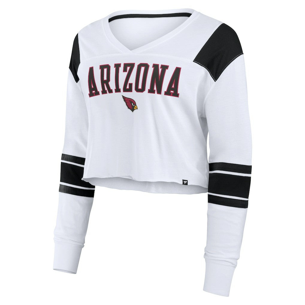 Arizona Cardinals Women's Stretch Cropped Fashion Long Sleeve T-Shirt - White for sale