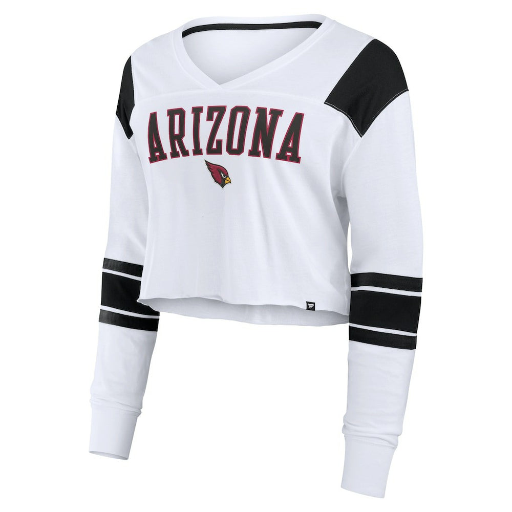Arizona Cardinals Women's Stretch Cropped Fashion Long Sleeve T-Shirt - White for sale