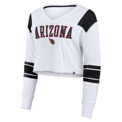Arizona Cardinals Women's Stretch Cropped Fashion Long Sleeve T-Shirt - White for sale