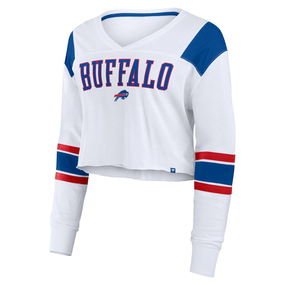 Buffalo Bills Women's Stretch Cropped Fashion Long Sleeve T-Shirt - White online