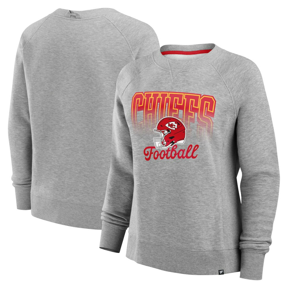Kansas City Chiefs Women's Hit Hard Fleece Pullover Sweatshirt - Heather Gray online