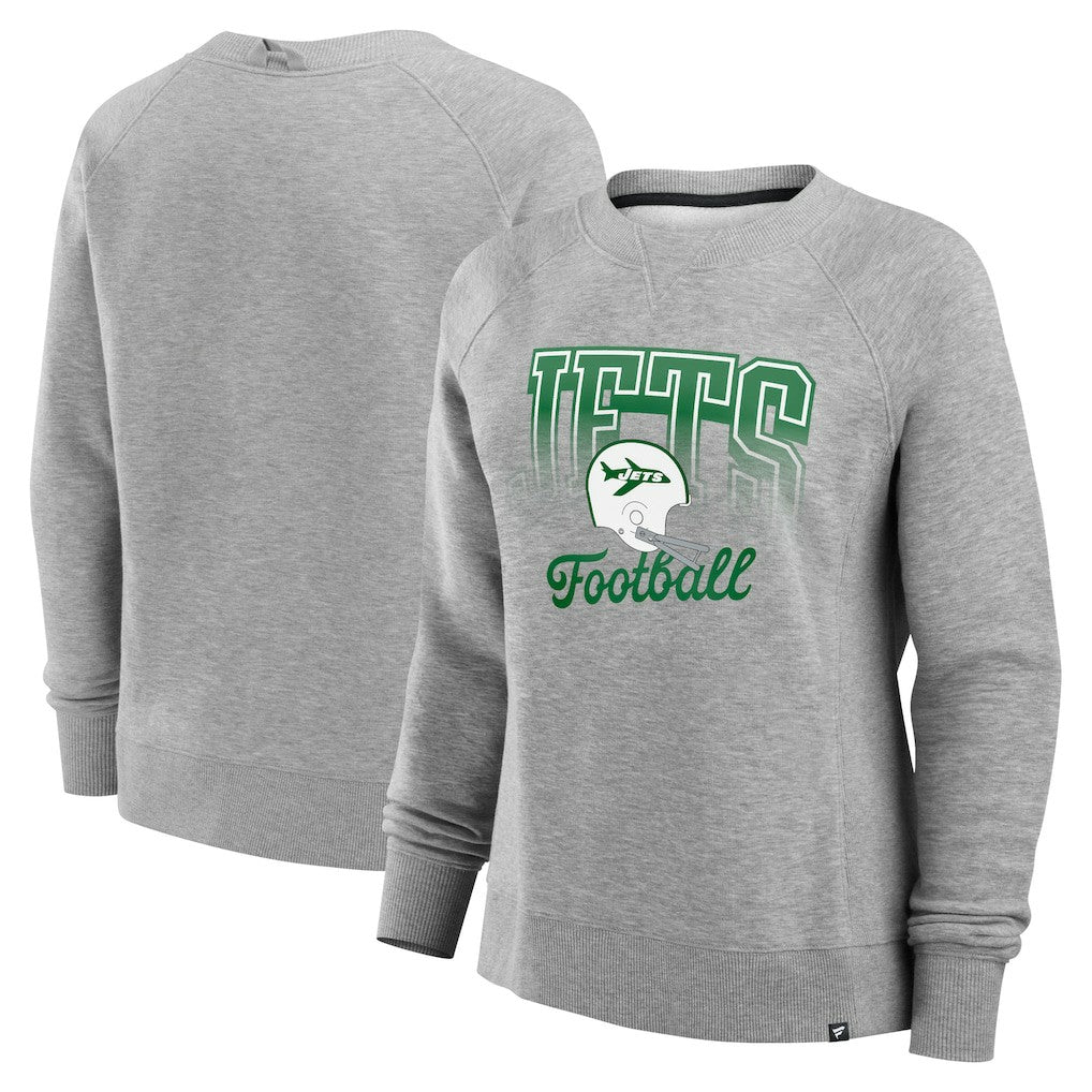 New York Jets Women's Hit Hard Fleece Pullover Sweatshirt - Heather Gray sale