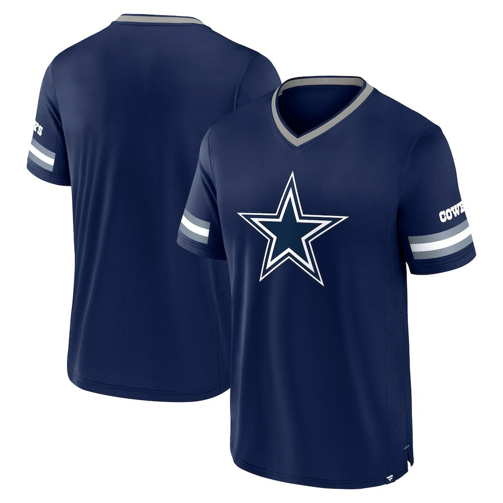 Dallas Cowboys Stripe Stacking V-Neck T-Shirt - Navy on sale