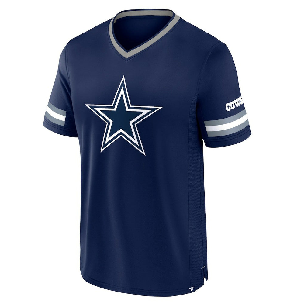 Dallas Cowboys Stripe Stacking V-Neck T-Shirt - Navy on sale