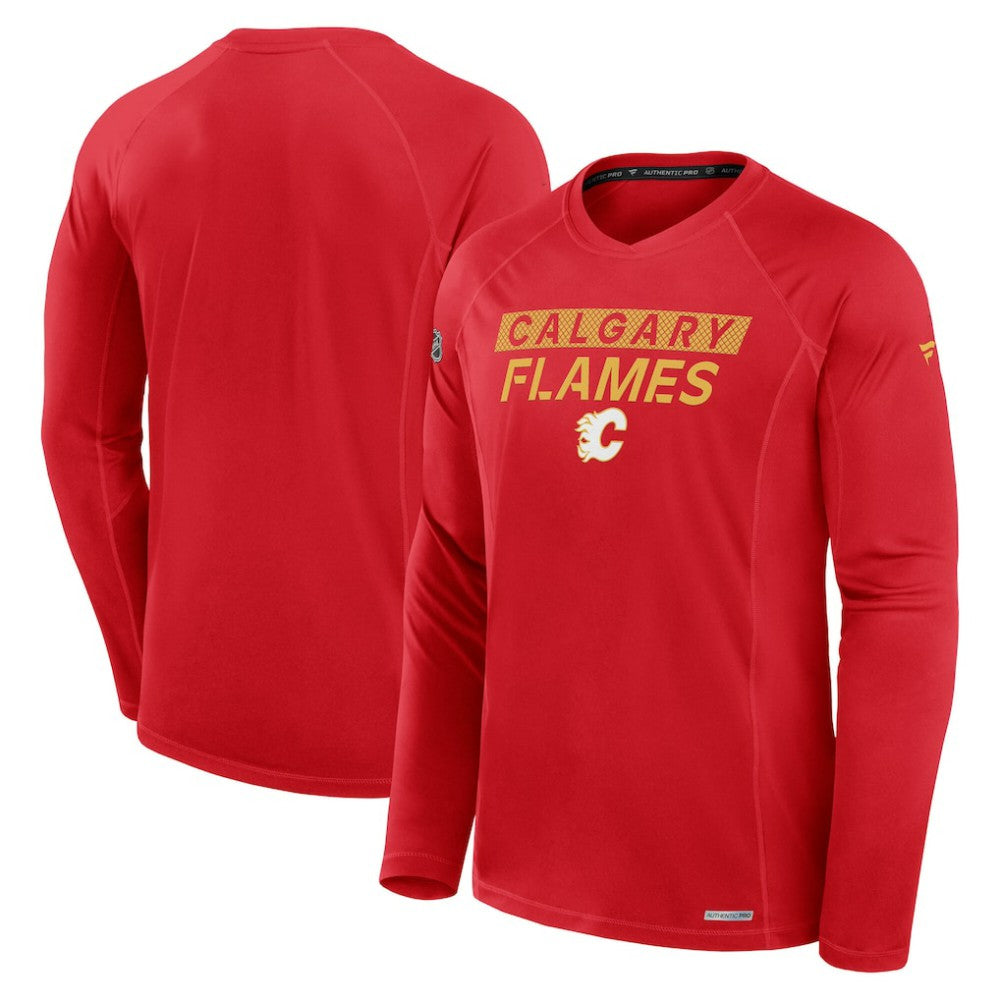Calgary Flames Fanatics Authentic Pro Rink Tech Long Sleeve T-Shirt Red