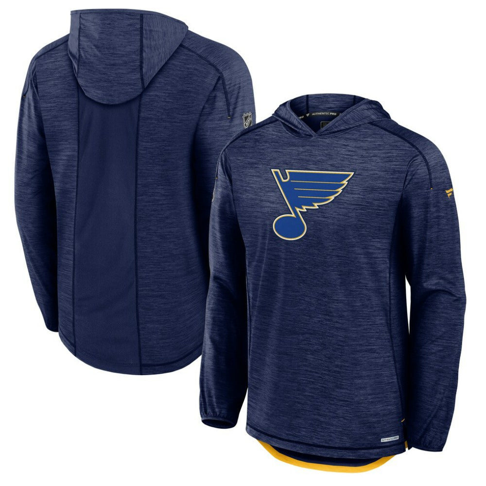 St. Louis Blues Fanatics Authentic Pro Rink Lightweight Pullover Hoodie Navy