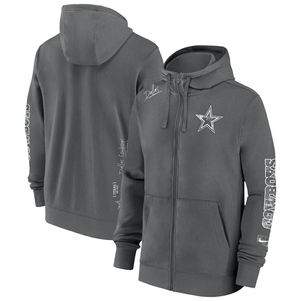 Dallas Cowboys Primetime Club Full-Zip Hoodie - Charcoal | Nike outlet