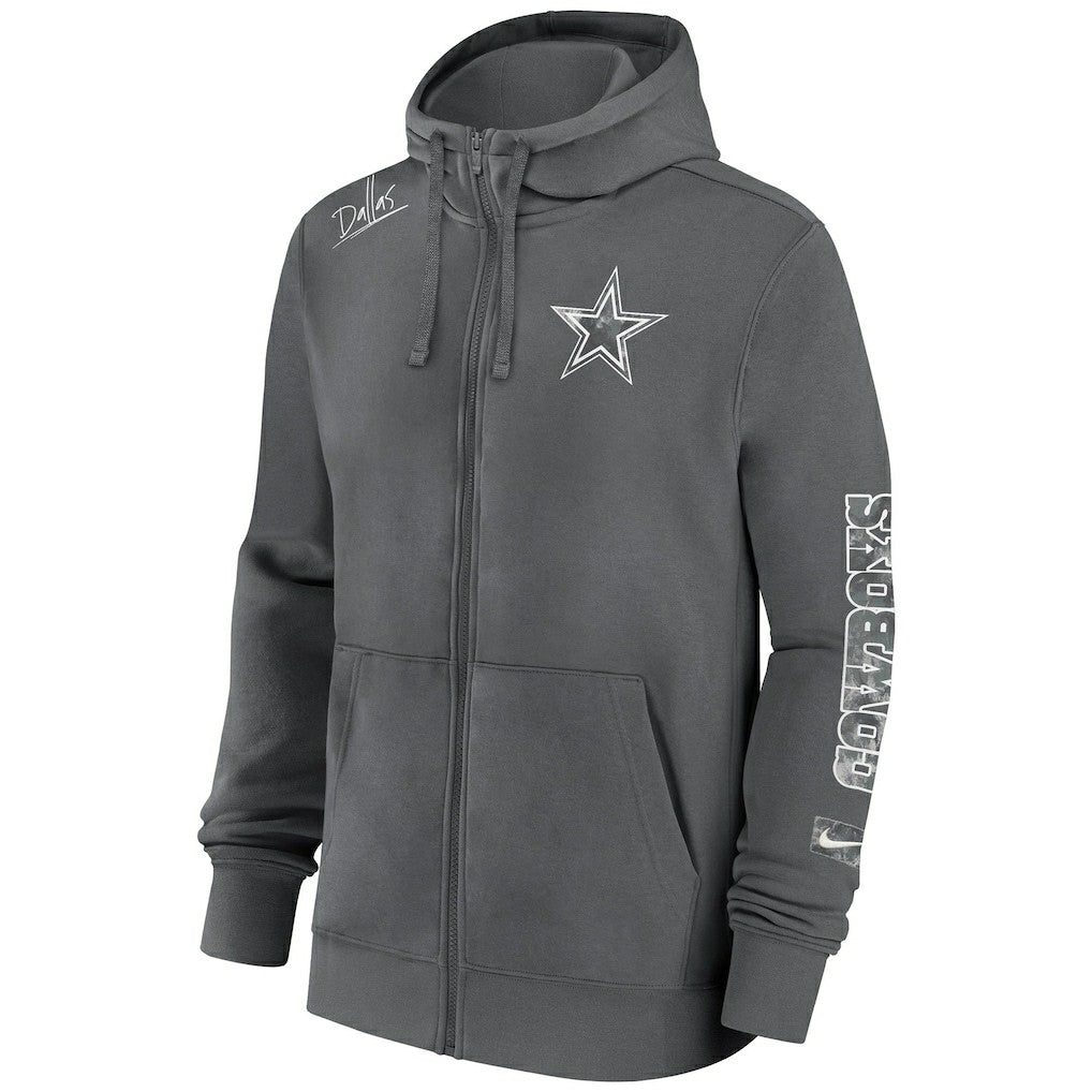 Dallas Cowboys Primetime Club Full-Zip Hoodie - Charcoal | Nike outlet