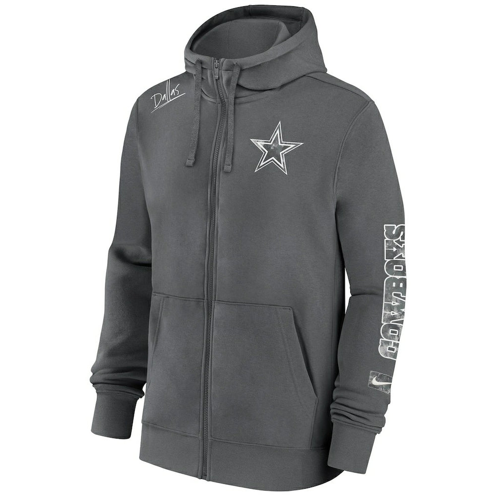 Dallas Cowboys Primetime Club Full-Zip Hoodie - Charcoal | Nike outlet