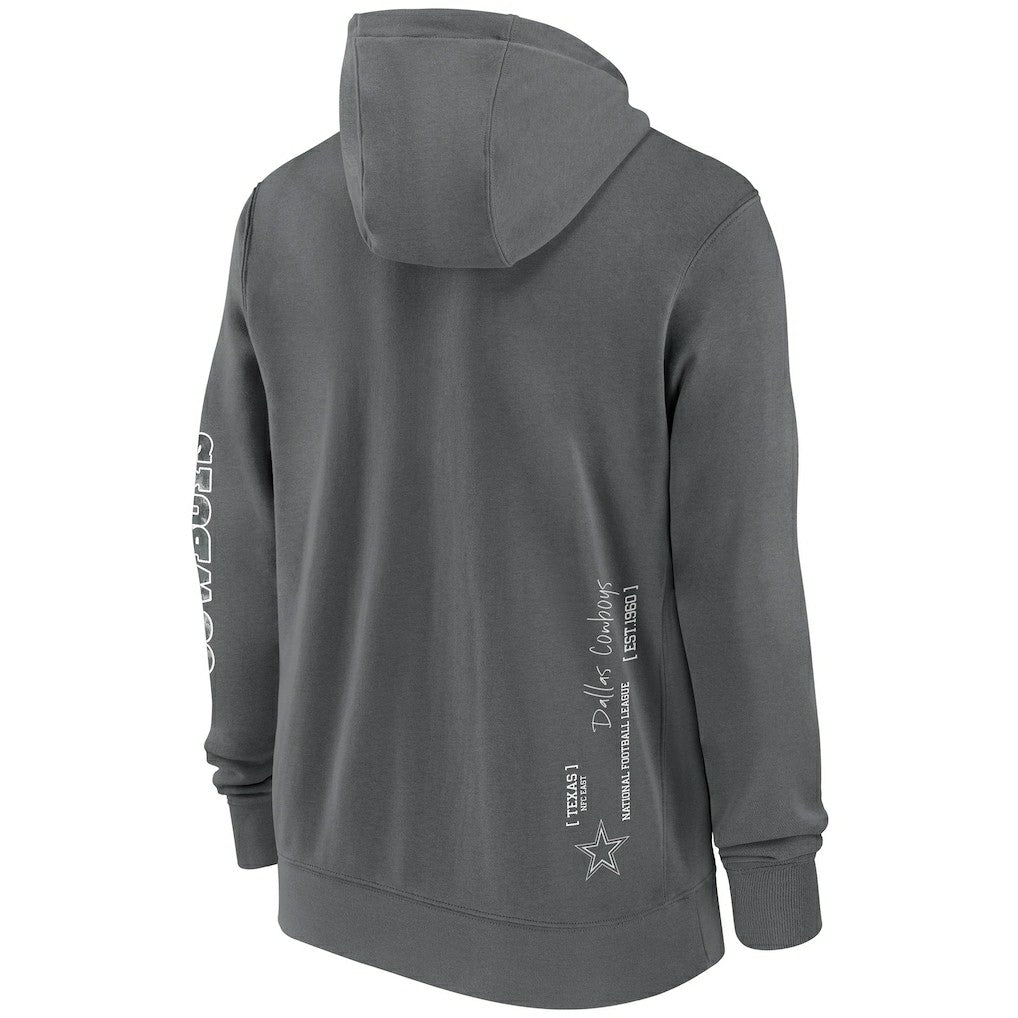 Dallas Cowboys Primetime Club Full-Zip Hoodie - Charcoal | Nike outlet