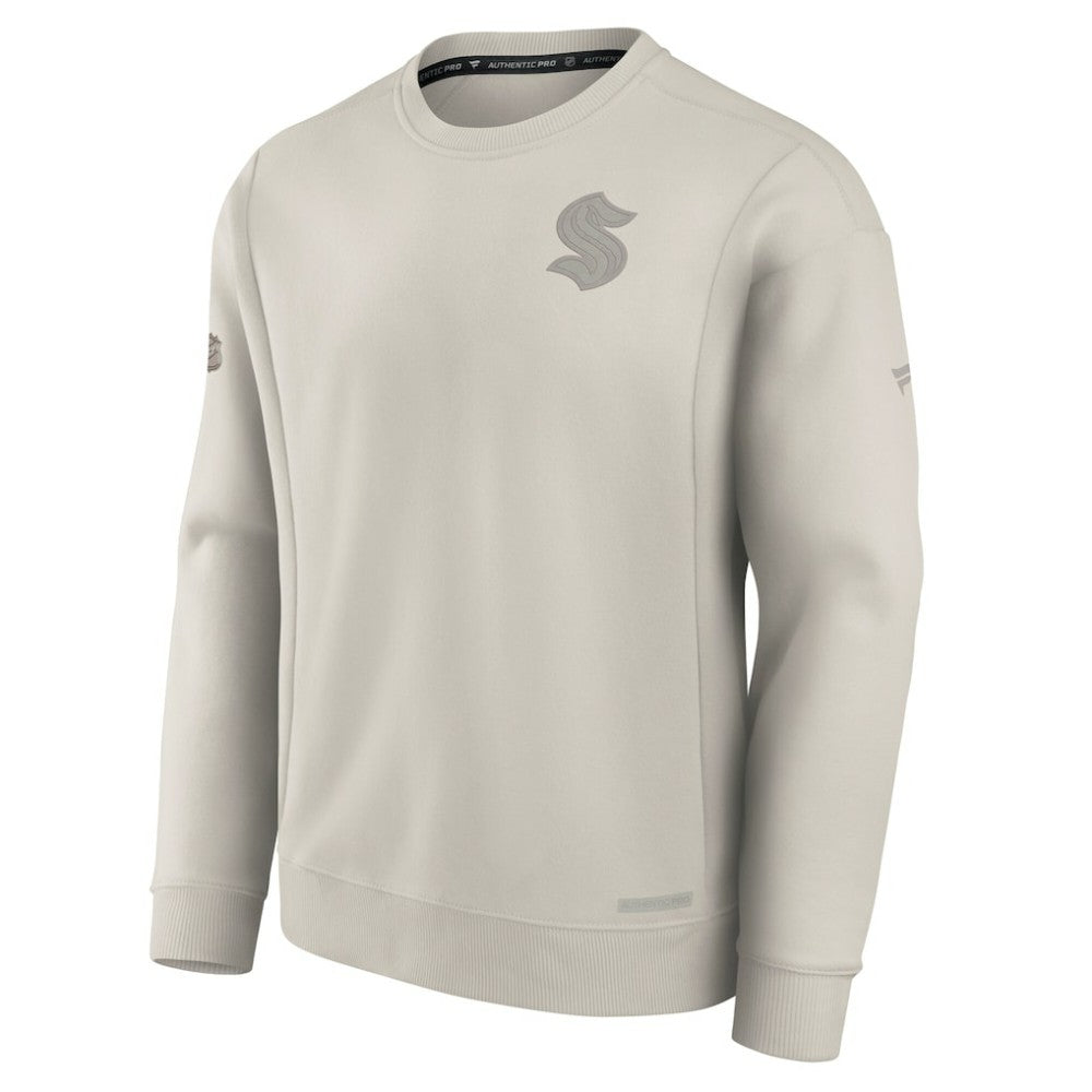 Seattle Kraken Fanatics Authentic Pro Road Fleece Pullover Sweatshirt Cream