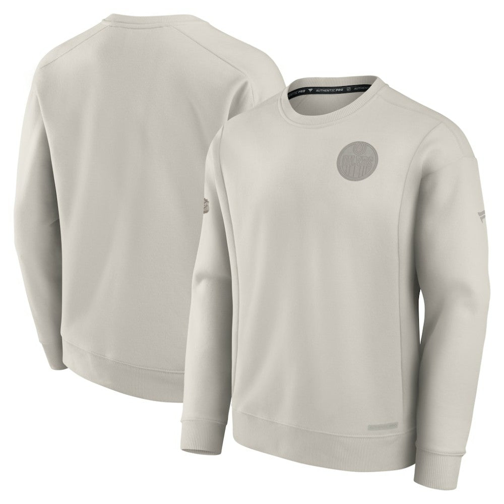 Edmonton Oilers Fanatics Authentic Pro Road Fleece Pullover Sweatshirt Cream