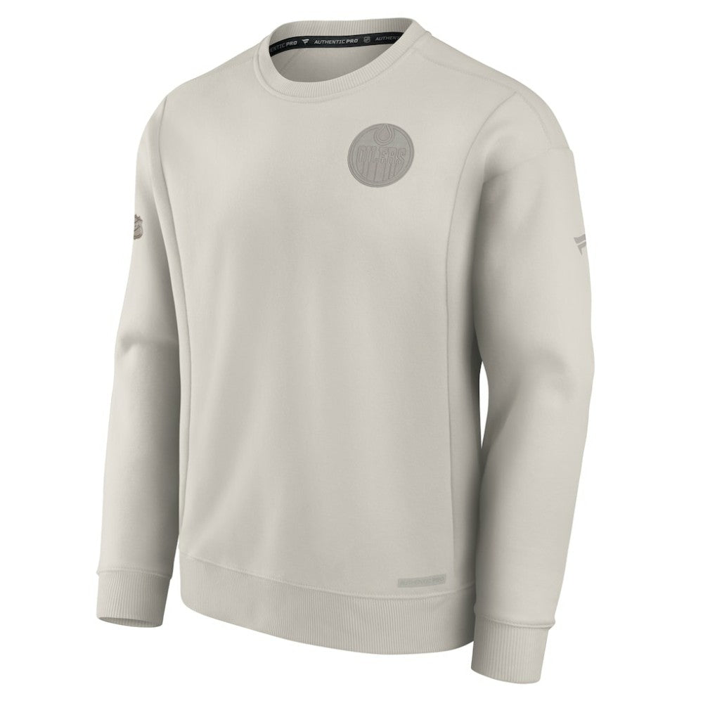 Edmonton Oilers Fanatics Authentic Pro Road Fleece Pullover Sweatshirt Cream