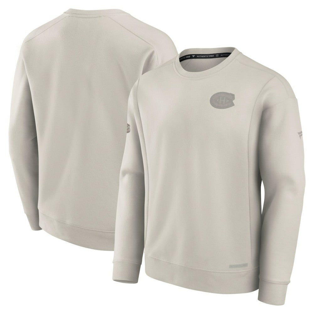 Montreal Canadiens Fanatics Authentic Pro Road Fleece Pullover Sweatshirt Cream