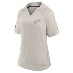 Detroit Red Wings Fanatics Women's Authentic Pro Road Short Sleeve V-Neck Pullover Hoodie Cream