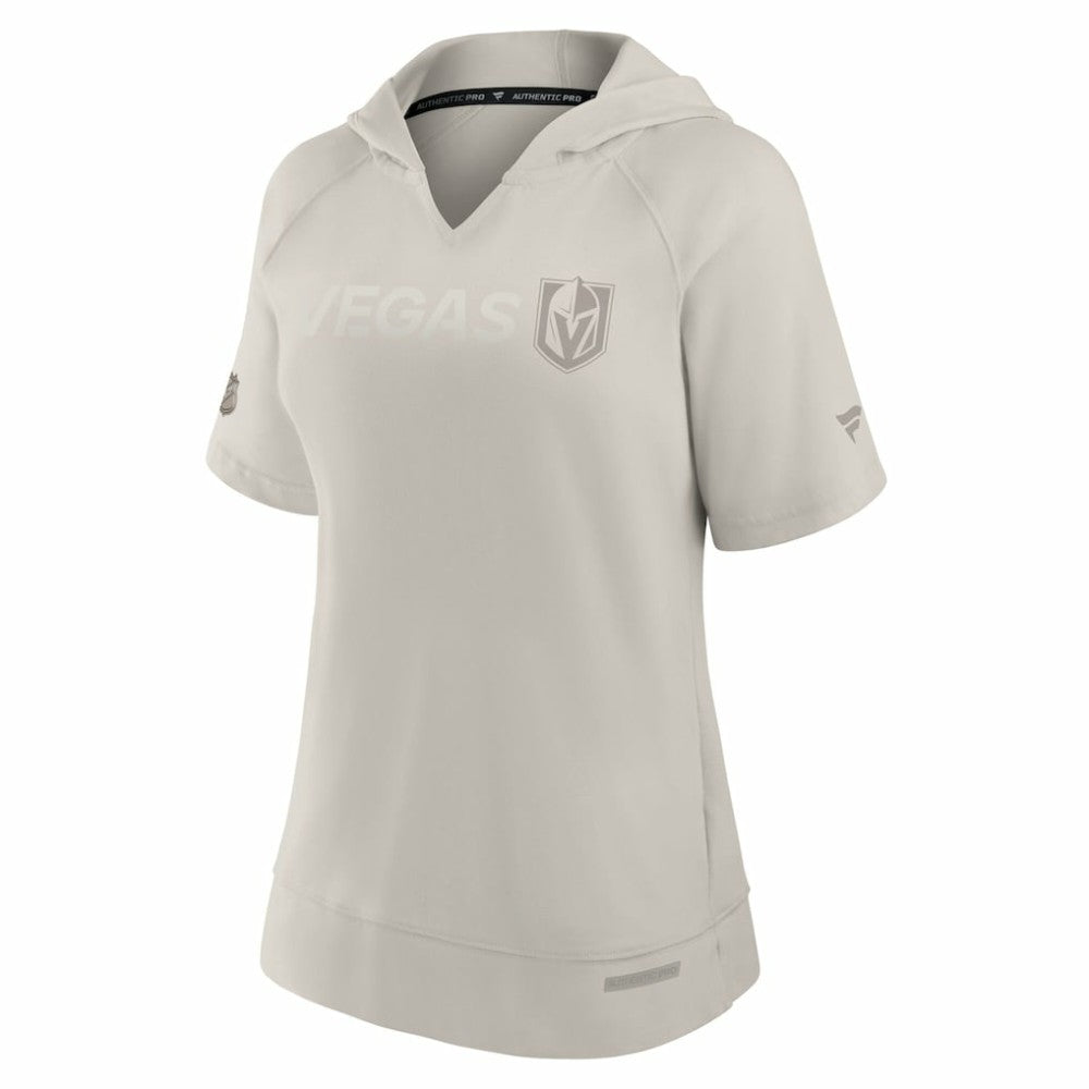 Vegas Golden Knights Fanatics Women's Authentic Pro Road Fashion V-Neck Hoodie T-Shirt Cream