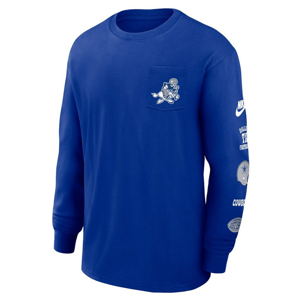 Dallas Cowboys Rewind Heavy Max90 Pocket Long Sleeve T-Shirt - Royal | Nike outlet