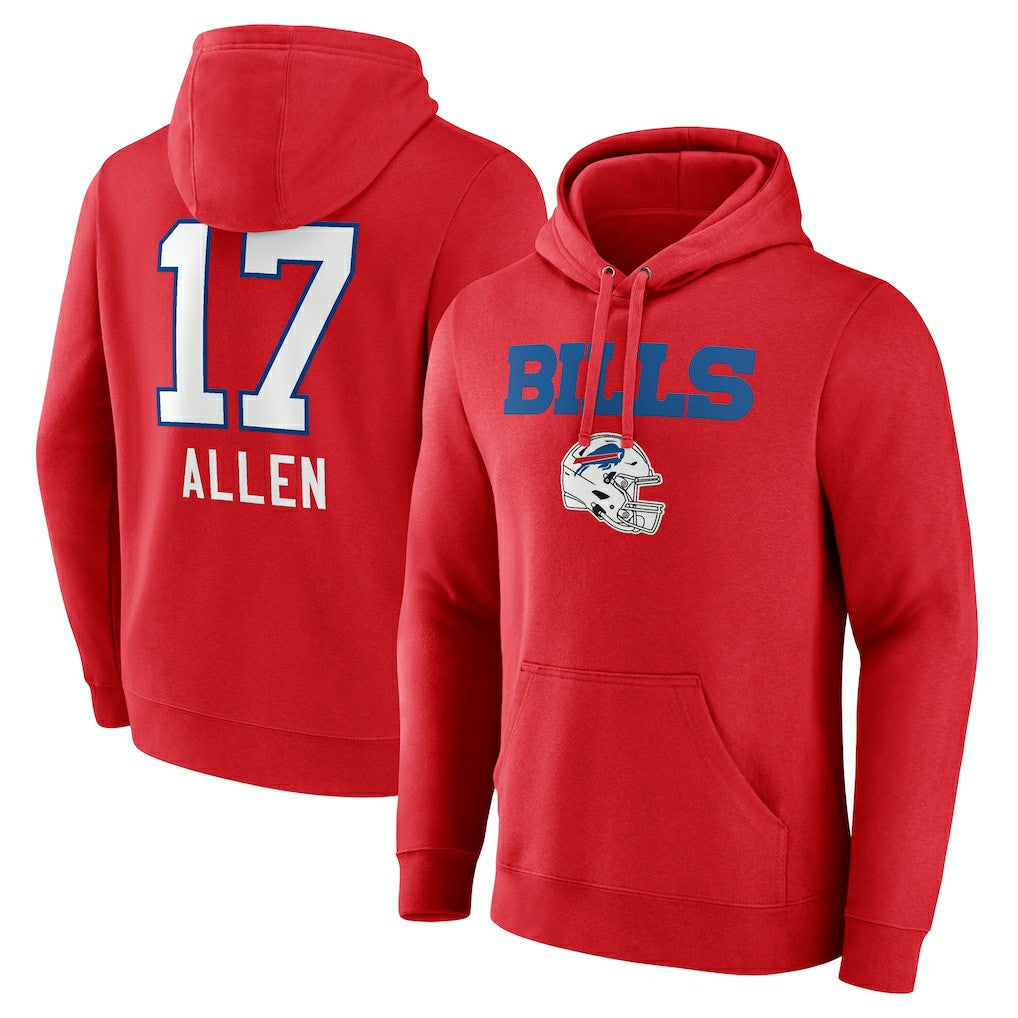 Josh Allen Buffalo Bills Team Wordmark Player Name & Number Pullover Hoodie - Red outlet