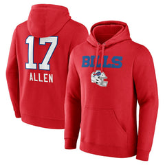 Josh Allen Buffalo Bills Team Wordmark Player Name & Number Pullover Hoodie - Red outlet