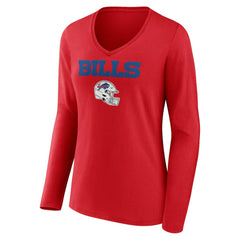 Josh Allen Buffalo Bills Women's Team Wordmark Player Name & Number Long Sleeve V-Neck T-Shirt - Red sale