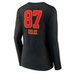 Travis Kelce Kansas City Chiefs Women's Team Wordmark Player Name & Number Long Sleeve V-Neck T-Shirt - Black discount