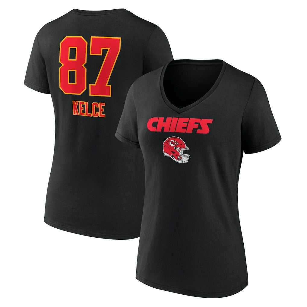 Travis Kelce Kansas City Chiefs Women's Team Wordmark Player Name & Number V-Neck T-Shirt - Black online