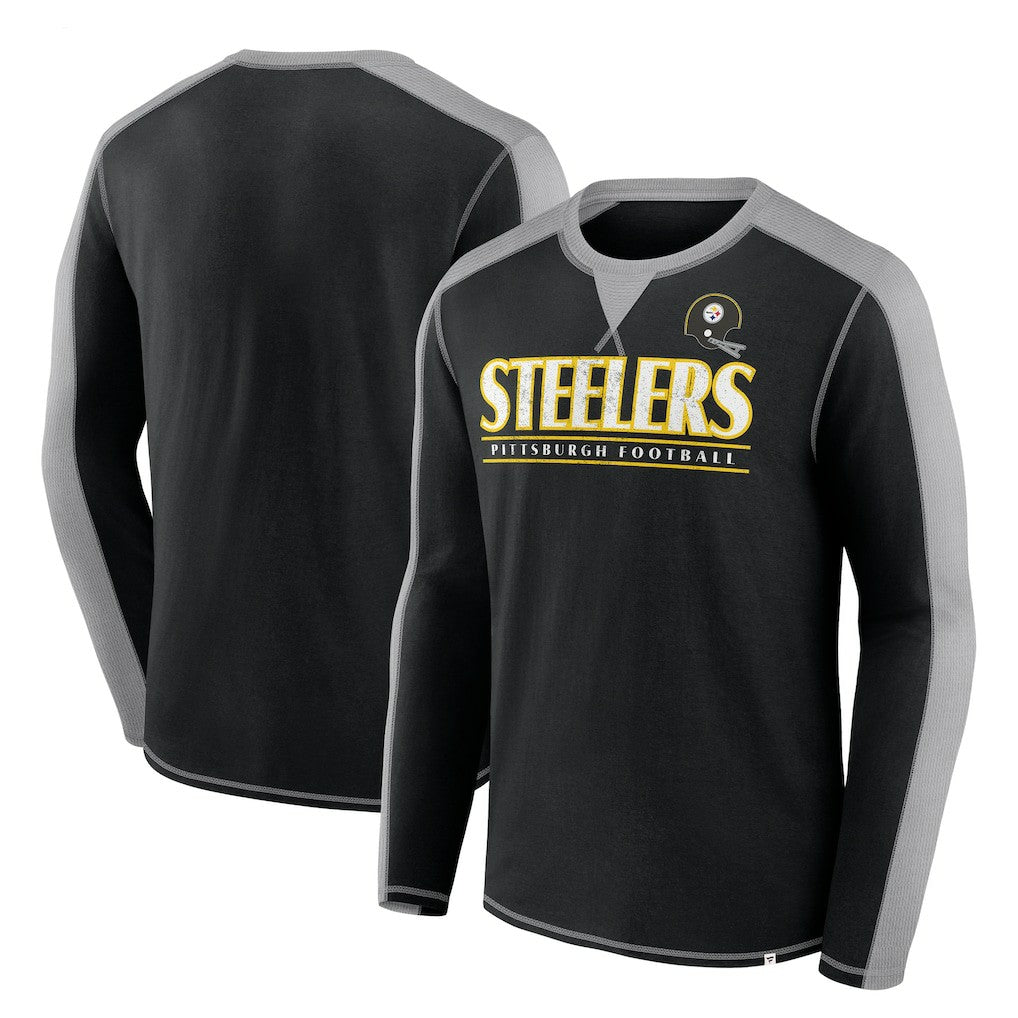 Pittsburgh Steelers Behind the Line Long Sleeve T-Shirt - Black/Gray on sale