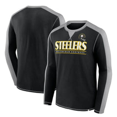 Pittsburgh Steelers Behind the Line Long Sleeve T-Shirt - Black/Gray on sale